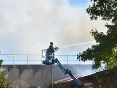 L'incendio alla cantina (foto Cavicchi/Macca)