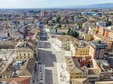Una visione con il drone del centro storico di Montebelluna