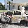 L'auto andata in fiamme