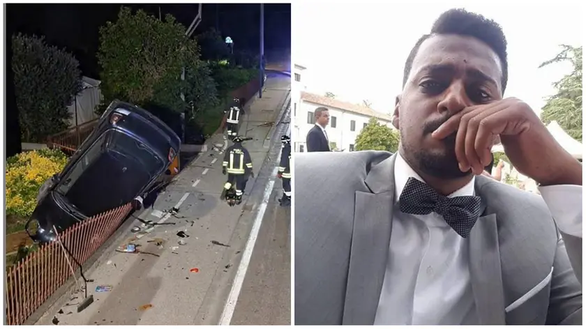 L'auto coinvolta nell'incidente e la vittima Bruck Polcan