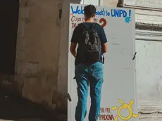 Il pannello per le segnalazioni al Portello a Padova