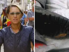 A sinistra Liliana Resinovich, a destra le scarpe