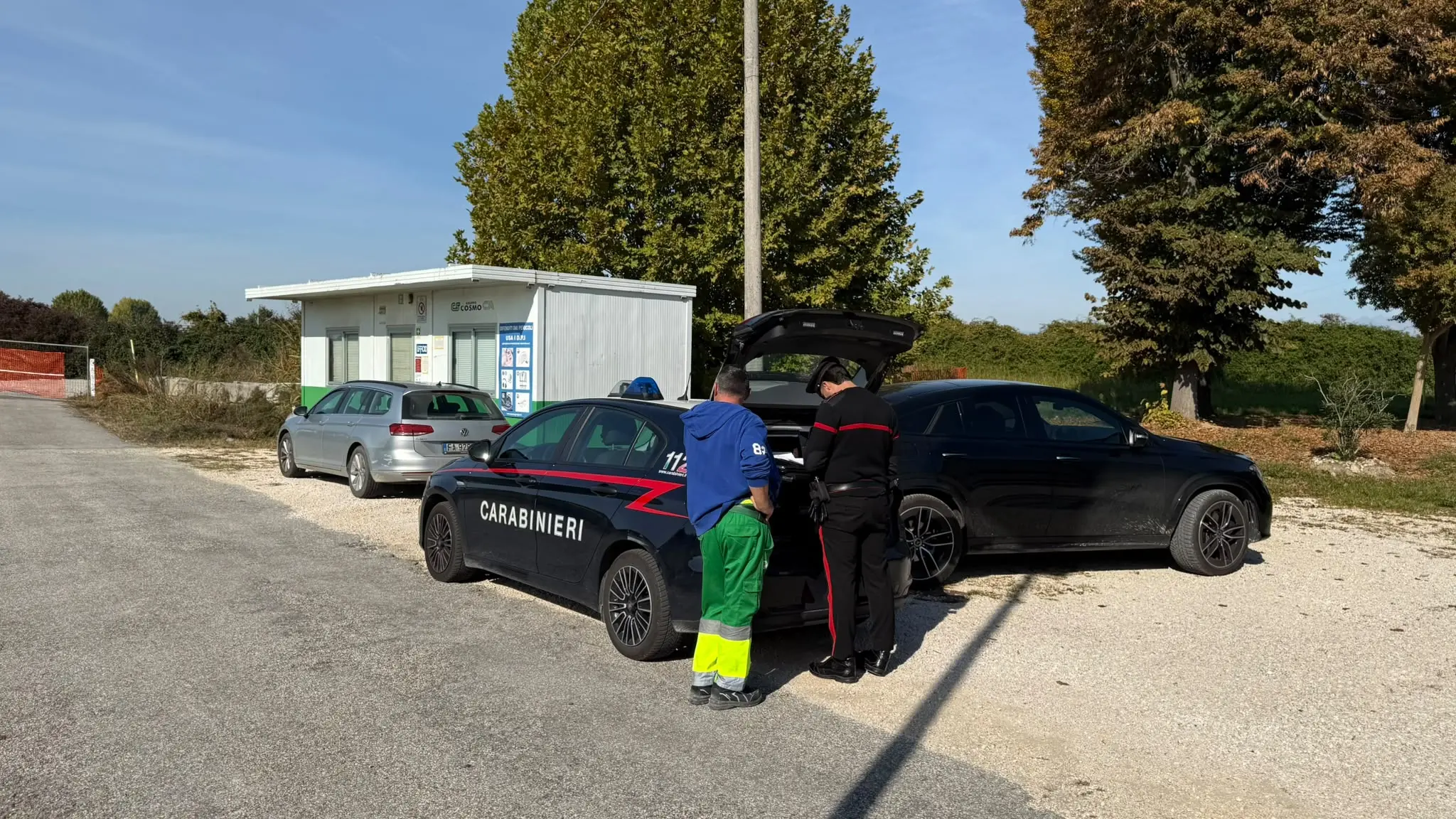 L'intervento dei carabinieri nel cantiere a Cessalto