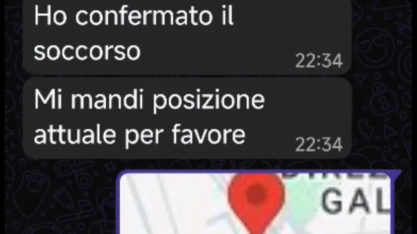 Lo scambio di messaggi tra il malcapitato e il centralinista