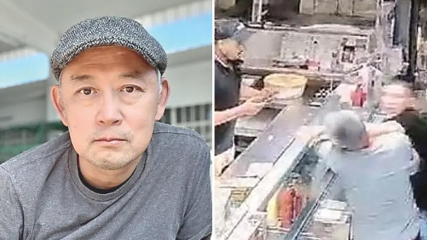 A sinistra Shimpei Tominaga, a destra il momento del pugno che ne causò la morte