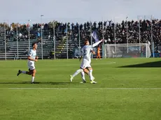 L'esultanza di Brigati dopo il gol dell'1-0