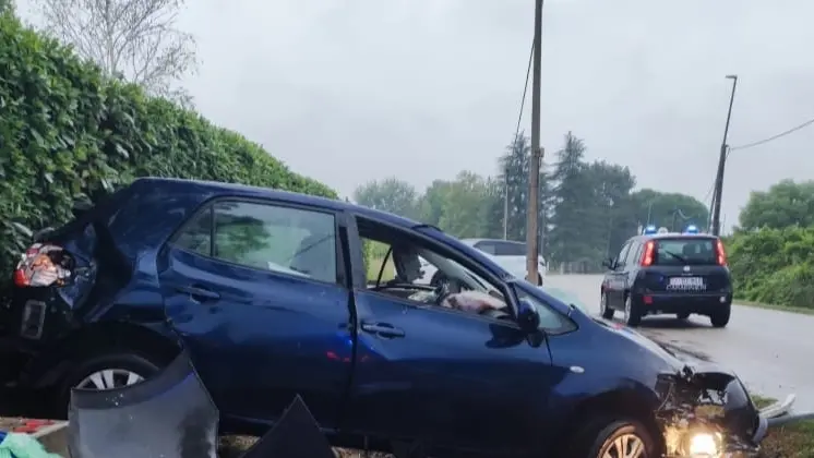 La scena del grave incidente in via Pozzetto a Silea