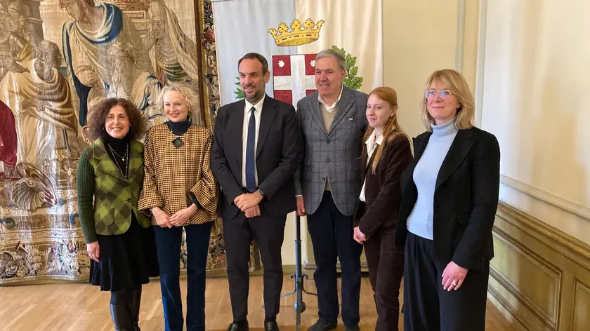La famiglia Morandin con l'assessore Rosanna Vettoretti e il sindaco Mario Conte