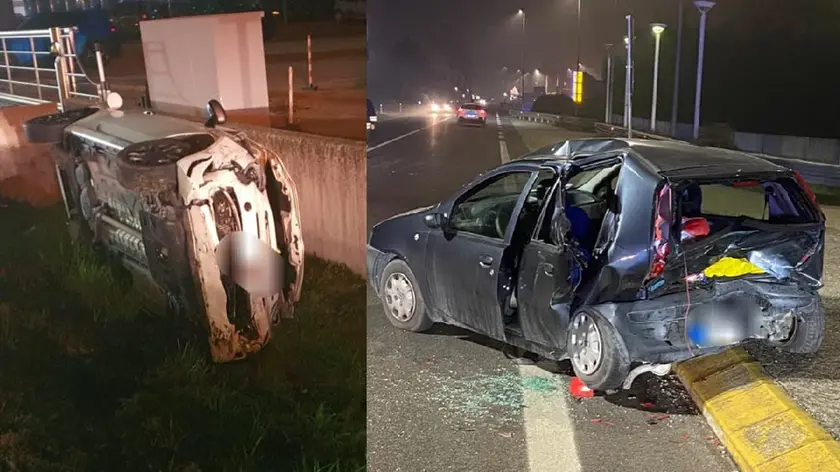 I resti delle due auto coinvolte nell'incidente