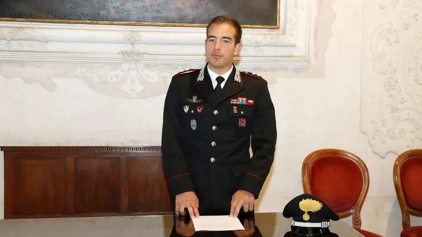 Il comandante della compagnia di Castelfranco, Manlio Malaspina, durantre la conferenza stampa