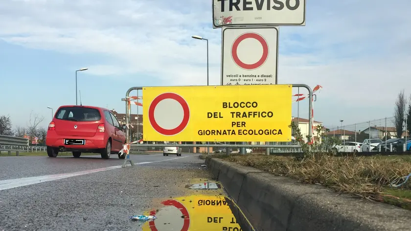 Un blocco del traffico a Treviso
