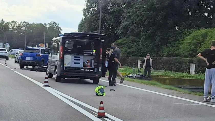 La scena dell'incidente sul Terraglio a Frescada
