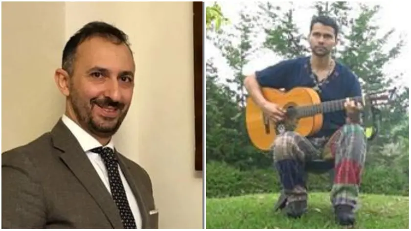A sinistra, l'avvocato Stefano Tigani. A destra, Honni Benavides uno dei due curanderos sudamericani