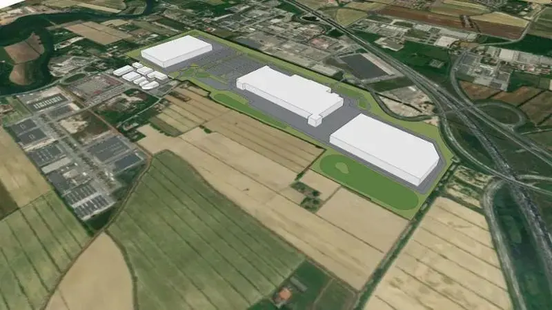Il rendering del progetto elaborato dal comitato “No Maxi Polo” che ne evidenzia l'impatto