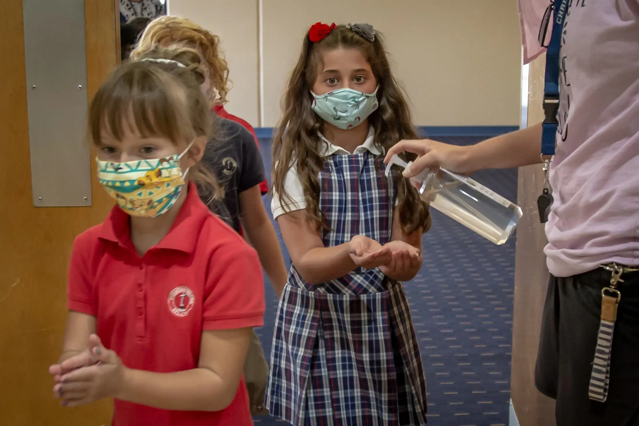 24/08/2020 Il primo giorno di scuola alla High Christian Unified di El Cajon, California. Alla scuola privata Christian Unified è iniziato l'anno scolastico secondo le norme di sicurezza anti Covid. Distribuzione gel igienizzante