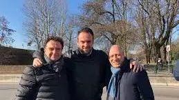 Da sinistra Raffaele Baratto, Mario Conte (candidatosindaco di Treviso a maggio) e Andrea De Checchi