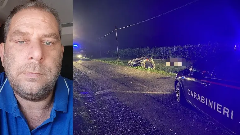 Vasco Basso, 49 anni, di Salgareda e il luogo dell'incidente a Gorgo
