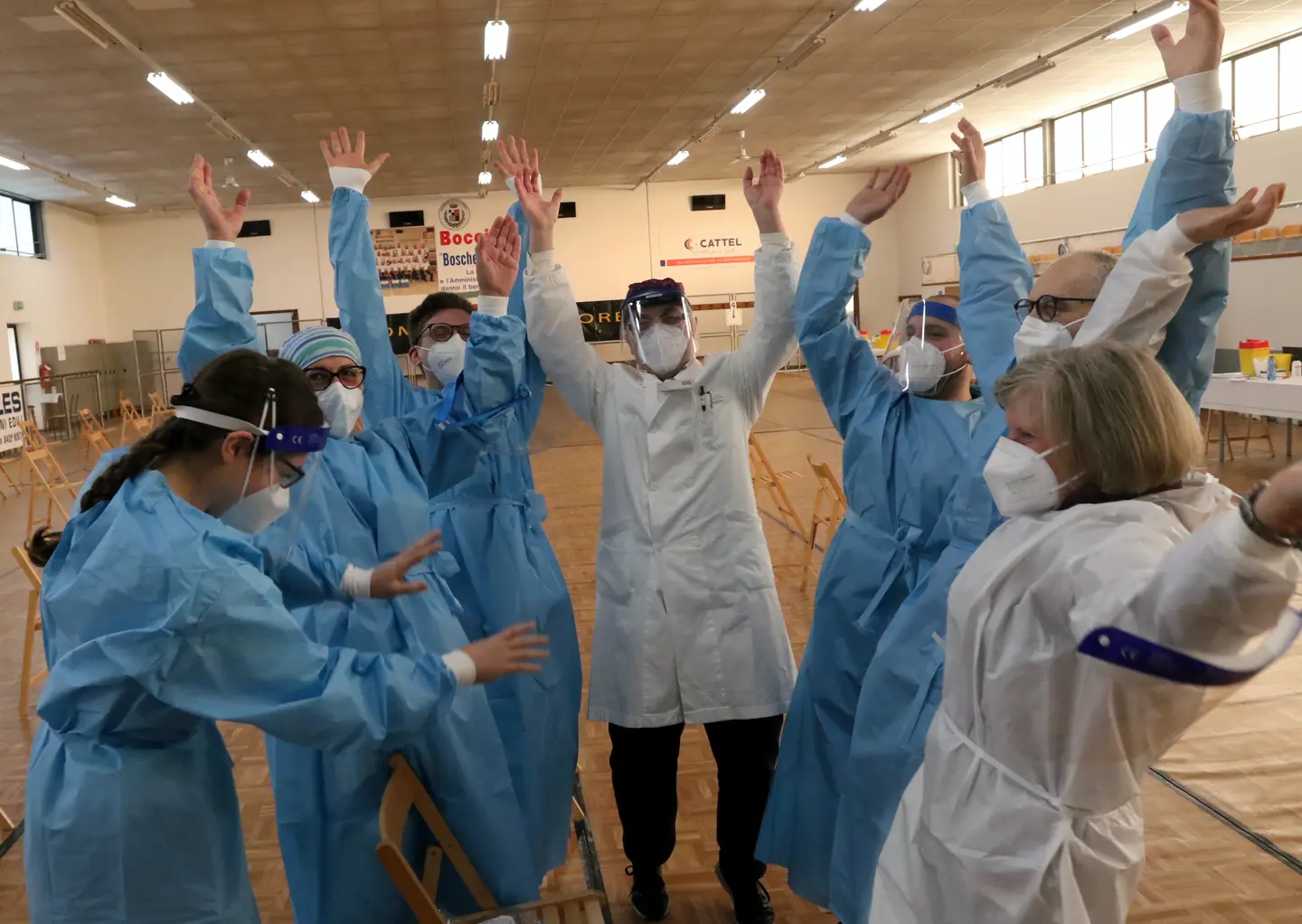 DE POLO AG.FOTOFILM VILLORBA ANZIANI PRIMI VACCINATI AL BOCCIODROMO