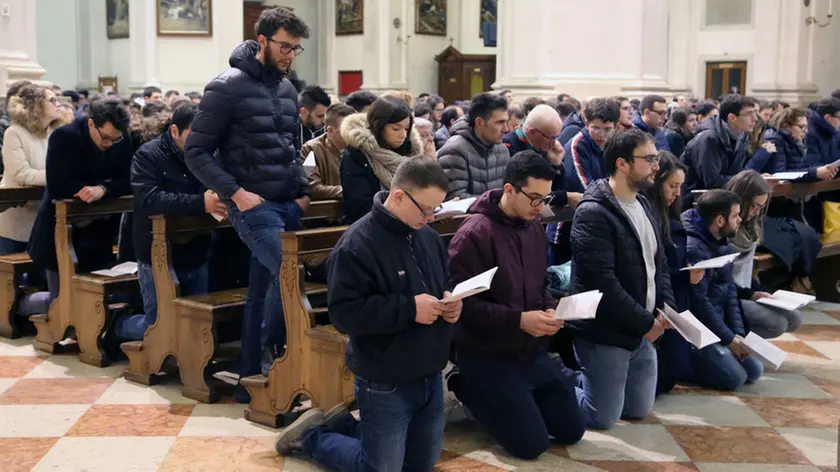 AGOSTINI AG.FOTOFILM TREVISO VEGLIA DI PREGHERA DEI GIOVANI ALLA CATTEDRALE DEL DUOMO