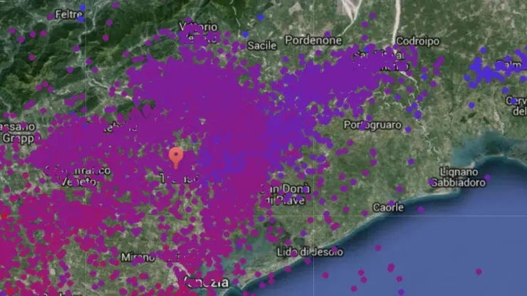 La mappa dei fulmini sulla provincia