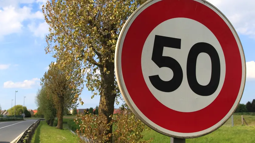 Speed road sign.