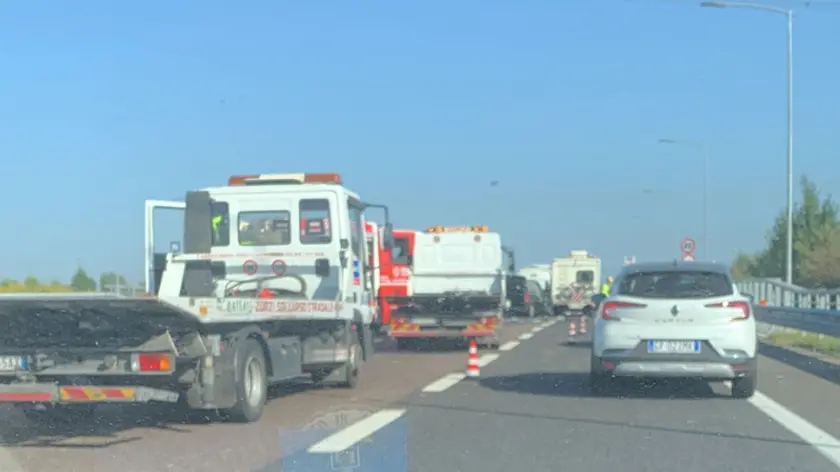 Il luogo del doppio incidente in A27 poco prima dell'uscita di Treviso Sud