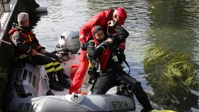 Le operazionid i ricerca e recupero del corpo di Giorgio Visentin nel fiume Sile