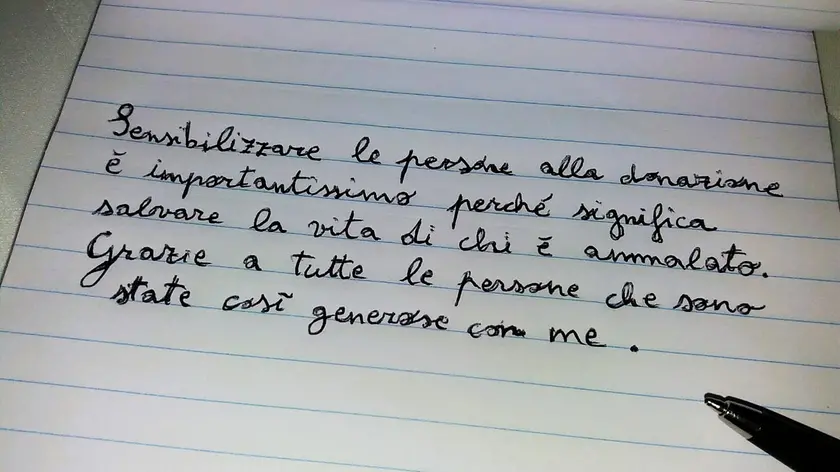 Il tema di Valentina sulla donazione