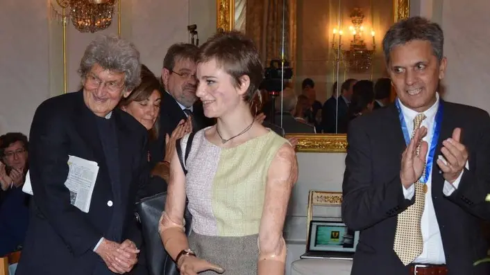 Interpress/Gf.Tagliapietra. 10.01.2016.- Teatro La Fenice. Veneziano dell'anno a Bebe Vio. nella foto con Mario Rigo e Giorgio Crovato
