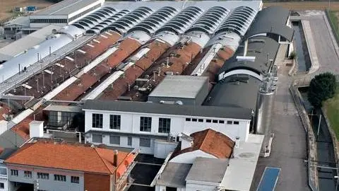 Una veduta dello stabilimento ex Doria (oggi Bauli) di Orsago