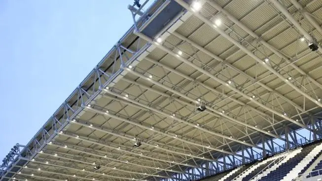 L'impianto d'illuminazione del Gewiss Stadium di bergamo