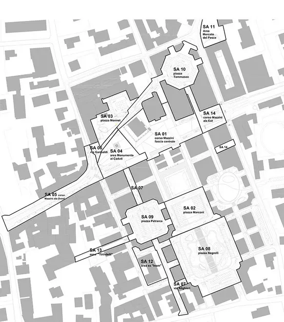 Borghesi Montebelluna presentazione progetto arredo urbano, planimetria