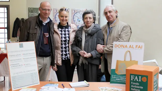 DeMarchi Castelfranco inaugurazione punto F.A.I. con direttore museo Baldin, ass. Saran, delegata F.A.I. Busetto e rappresentante Castelfranco Monica Bellon