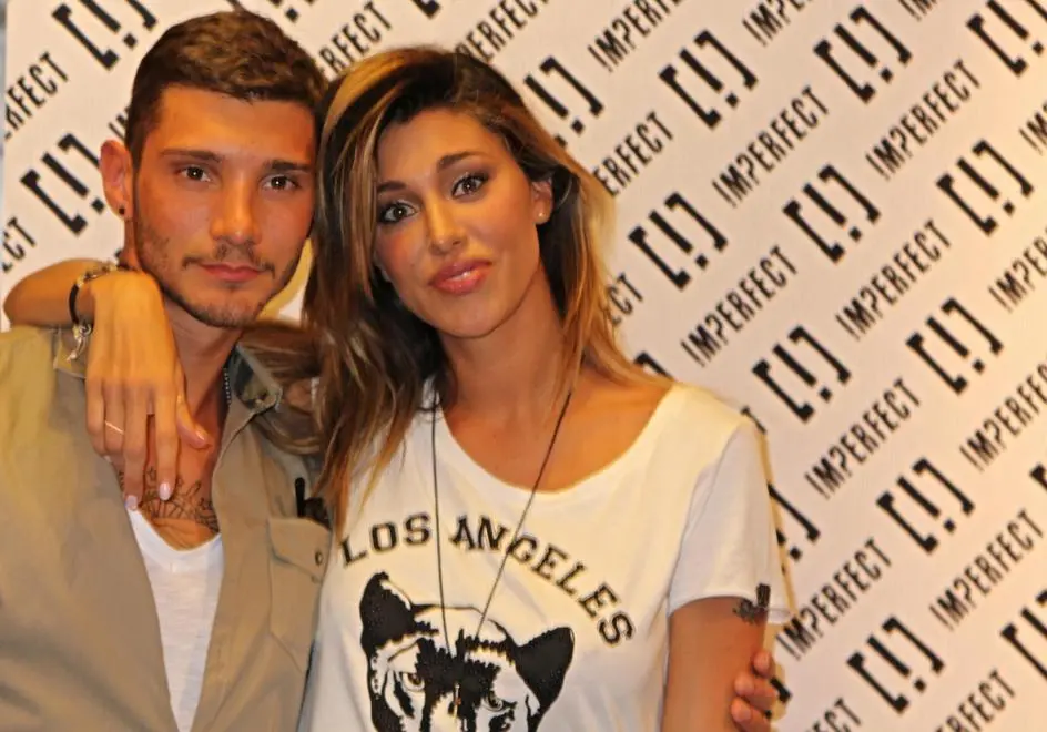 Belen Rodriguez, with her boyfriend, dancer Stefano De Martino, at Fred Mello stand, Pitti Immagine Uomo, Florence, 19 June 2013. ANSA/ MAURIZIO DEGL'INNOCENTI