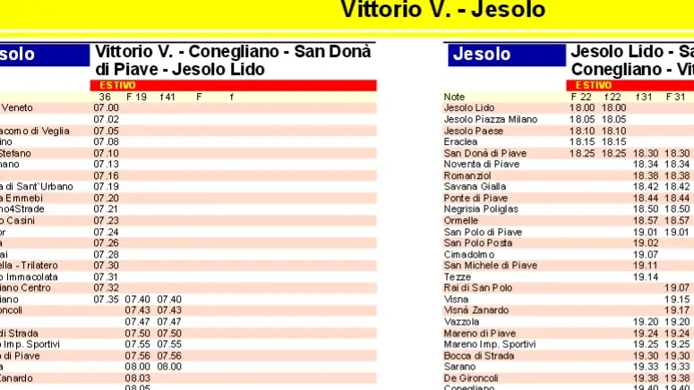 Orari di Mom per i collegamenti con Jesolo