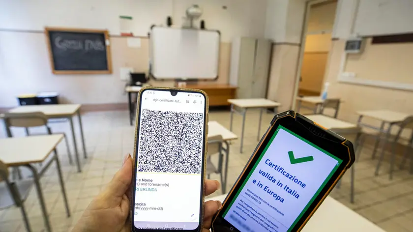 The Green Pass vaccine passport is seen inside the Giulio Cesare high school in Rome, Italy, 26 August 2021. ANSA/ MASSIMO PERCOSSI