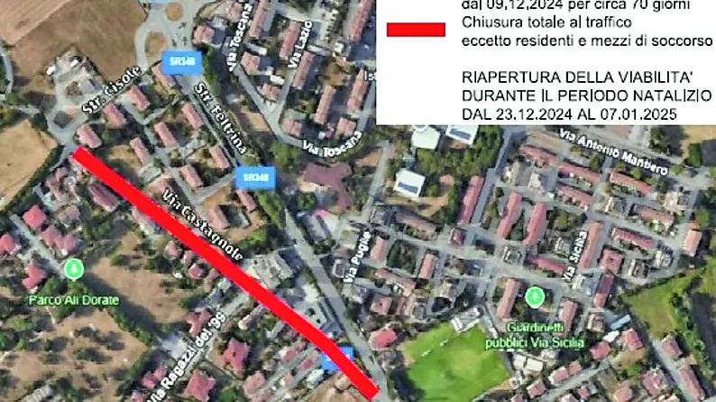 La planimetria della prima fase di cantiere in via Castagnole. Poi proseguirà oltre via