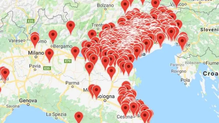 La mappa dei contratti sottoscritti da Energia Italia Srl: per la maggior parte in Veneto, ma la rete era diffusa su tutto il territorio nazionale
