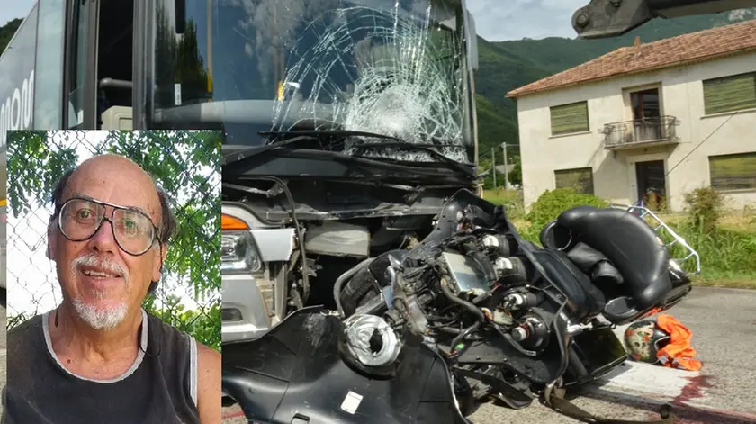 La scena dell'incidente e la vittima Gianpaolo Benvegnù