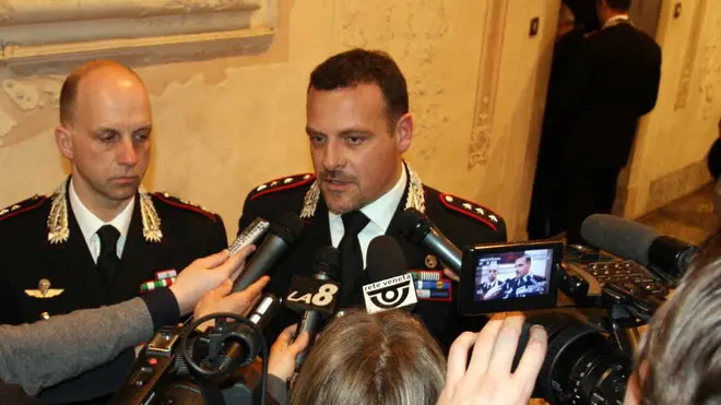 CUPELLARO TREVISO CONFERENZA STAMPA DAI CARABINIERI PER OMICIDIO DI DA SALVA RIBEIRO MATTEUS, IN FOTO DA SX. STEFANO BALDINI E VINCENZO NICOLETTI agenzia fotografica fotofilm