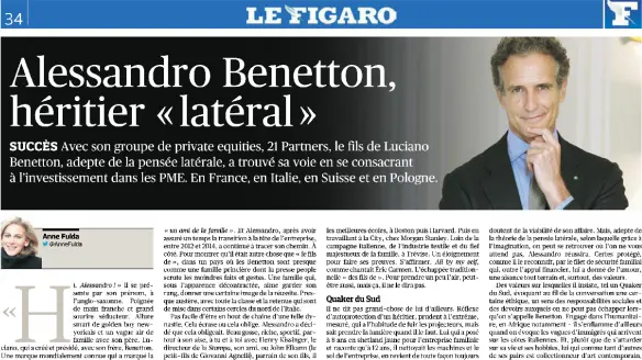 l'articolo su Alessandro Benetton di Le Figaro