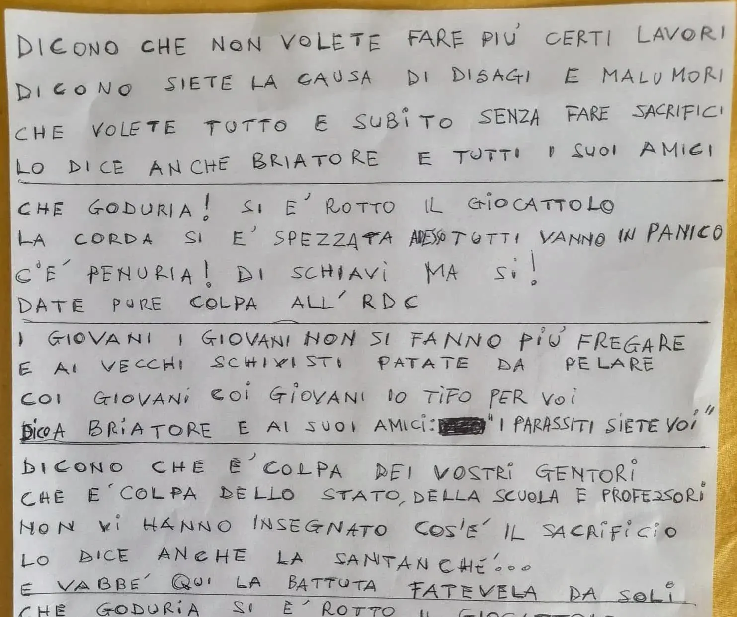 Il testo della canzone composta da Perissinotto