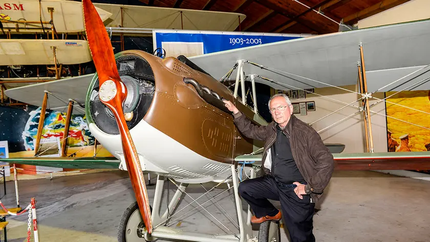 Borghesi Nervesa rievocazione grande guerra, Giancarlo Zanardo con lo Spad XIII
