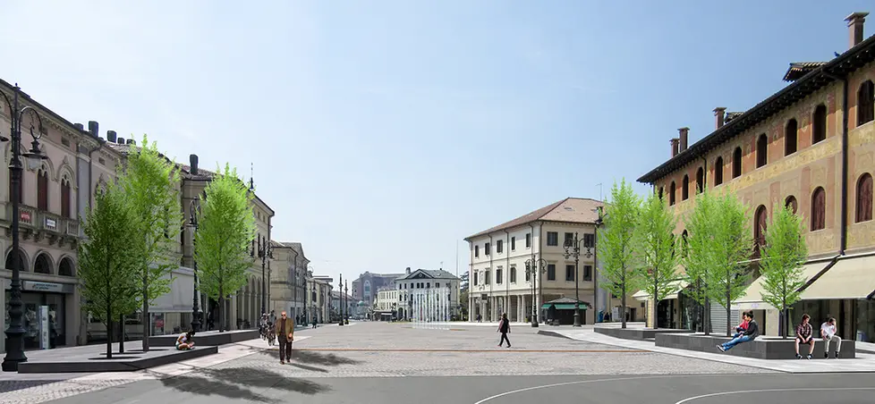Borghesi Montebelluna presentazione progetto arredo urbano, vista est