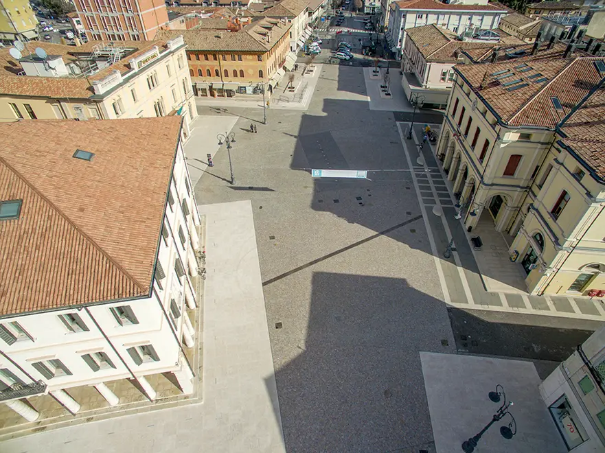 Borghesi Montebelluna riprese con drone sopra la nuova piazza Mazzini