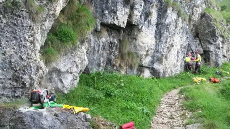 L'intervento di recupero del cucciolo di Husky