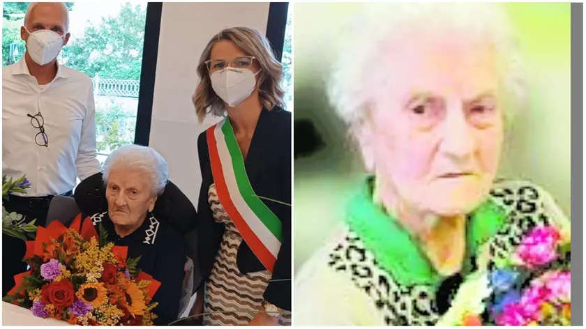 A sinistra i festeggiamenti per i 108 anni di Giuseppina De Stafani