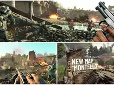 Alcuni frame del videogioco sparatutto ambientato sul Montello e sul fiume Piave tra i borghi del posto, sotto al ponte di Vidor, all’Abbazia di Santa Bona a Vidor e luoghi della memoria