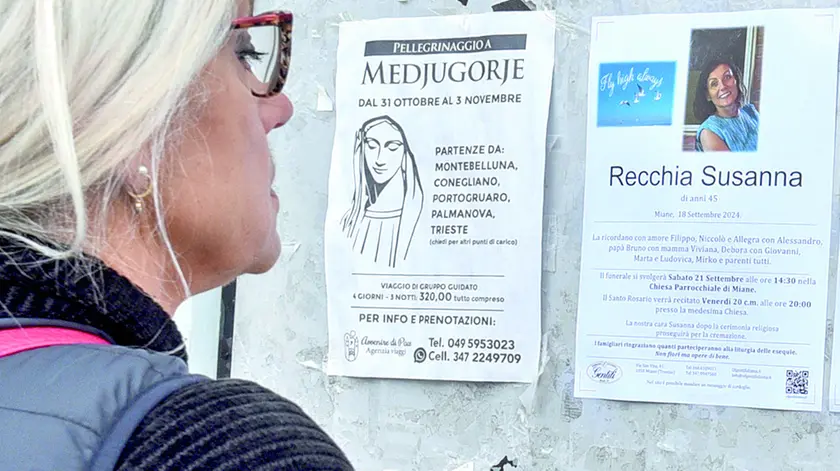 L'epigrafe che annuncia il funerale di Susanna Recchia a Miane