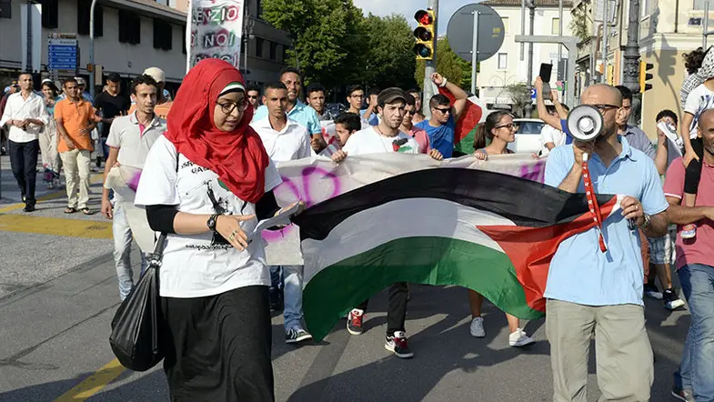 Borghesi Montebelluna corteo contro la guerra sulla striscia di Gaza
